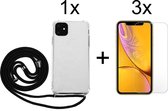 iPhone 12 Mini hoesje met koord transparant shock proof case - 3x iPhone 12 Mini Screen Protector