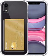 Hoes voor iPhone XR Hoesje Met Pasjeshouder - Hoes voor iPhone XR Pasjeshouder Card Case Transparant - Hoes voor iPhone XR Shock Case Pashouder - Transparant