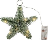 Kerstversiering | Kerstster Met Verlichting | Verlichtte Ster Buiten en Binnen | 10LED, Ø20cm | Groen | Kerst