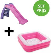 LITTLE TIKES FIRST SLIDE ROZE GLIJBAAN+INTEX PLAY BOX POOL 85X85X23CM ROZE