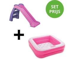 LITTLE TIKES FIRST SLIDE ROZE GLIJBAAN+INTEX PLAY BOX POOL 85X85X23CM ROZE