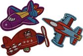 Stoere kinderdromen patch set met Straaljager, Vliegtuig en Ruimteschip (3) | Stof & Strijk applicatie | Strijk embleem