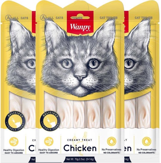 Wanpy - Creamy Lickable Treats Kip - Kattensnack