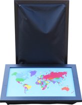 L-line by Jis Laptray, Schoottafel, Schootkussen, Laptoptafel, Dienblad met kussen Wereldkaart Multicolor - 32,5x43 cm
