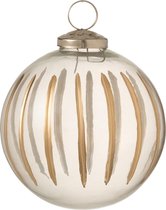 J-Line Kerstbal Streep Glas Transparant/Goud Small