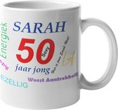 Mok - Sarah - 50 jaar - beker - verjaardagsmok - cadeau