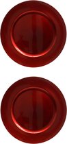 12x stuks diner borden/onderborden rood glimmend 33 cm
