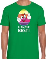 Vrolijk Paasei ei am the best t-shirt / shirt - groen - heren - Paas kleding / outfit S