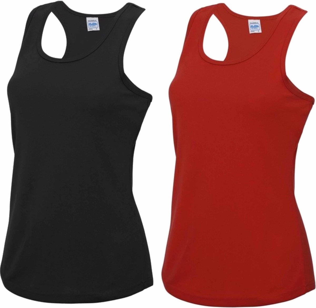 Voordeelset - rood en zwart sport singlet voor dames in maat Small(36) - Dameskleding sport shirts