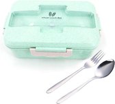 WiseGoods Luxe Lunchbox - 3 Compartimenten - To-Go Lunchdoos - Lunchcontainer Volwassenen & Kinderen - Inclusief Bestek - Groen