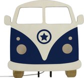 Houten tafellamp Retro Bus blauw -  LED lamp - Roozje