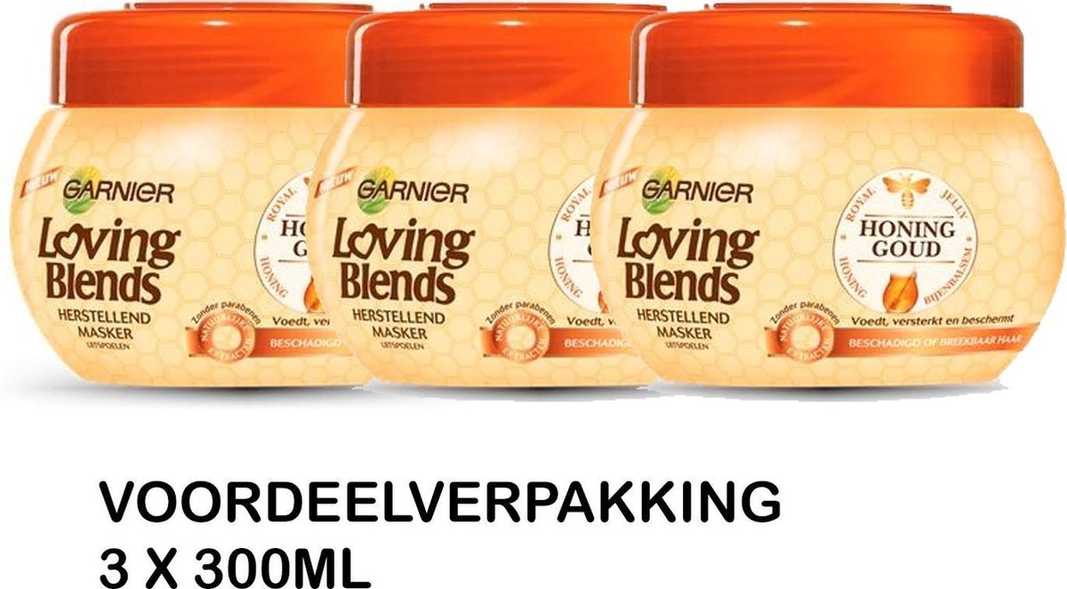 Garnier Loving Blends Haarmasker Honinggoud - 3 x 300ml (voordeel pak)