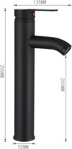 GIMAXX Luxe Wastafelkraan - Hoge Zwarte Keukenkraan Zwarte Handgreep - Hoogwaardige Badkamerkraan - Geschikt voor Warm & Koud Water - Zwart - Hoog