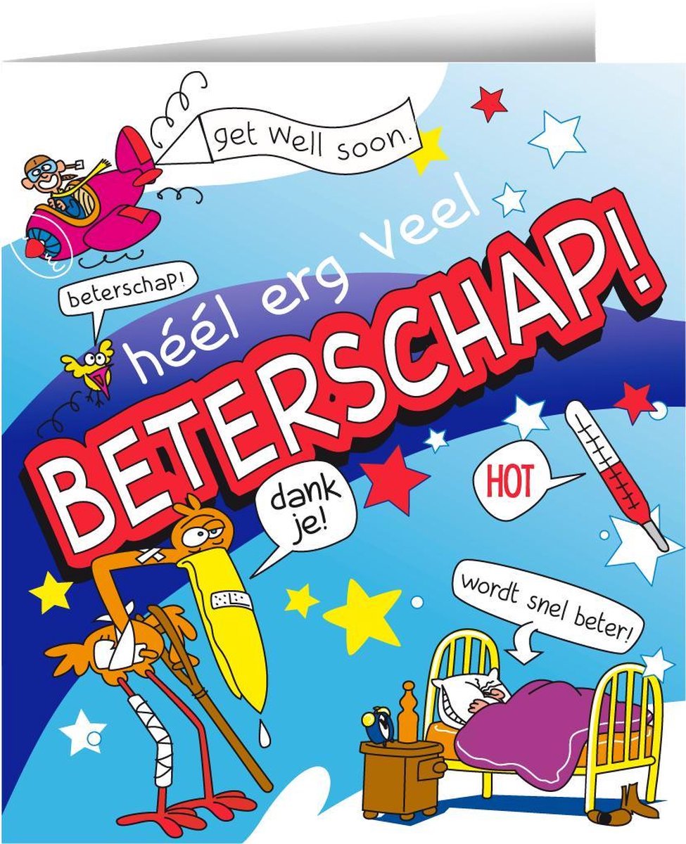 Wenskaarten - Beterschap cartoon