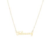 Nana dames ketting staal goudkleurig letter -"February"