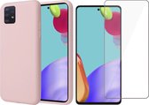 Hoesje geschikt voor Samsung Galaxy A52 - Fluweelzachte Backcover - Roze - Met Screenprotector