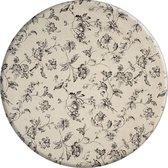 MixMamas Rond Tafelkleed Gecoat - Ø 160 cm - Floral2 - zwart