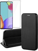 Hoesje geschikt voor Samsung Galaxy A52 - Portemonnee Book Case - Zwart - Met Screenprotector