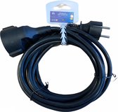 Verlengsnoer - 2P+E Plug SHUKO / 2P+ESocket SHUKO - 3 x 1,5mm² - Zwart - 5m RANDAARDE VOOR NEDERLAND