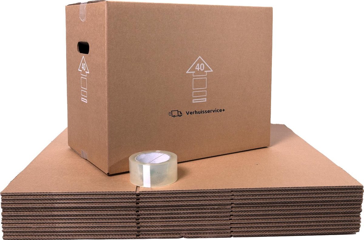 Verhuisdozen - 10 stuks - 60 Liter - Extra stevige Verhuisdoos - Dubbel golf karton - Incl. Tape