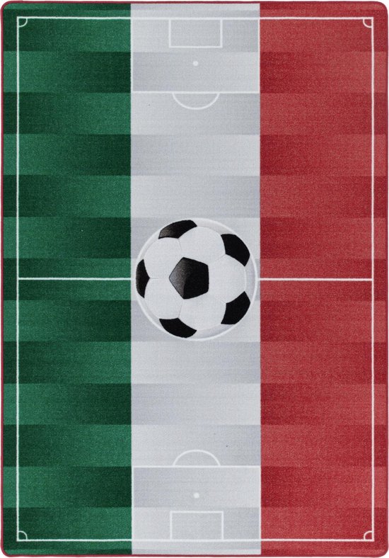 Tapijtenloods Play Vloerkleed Kinderkamer Voetbal Italië Laagpolig- 140x200 CM