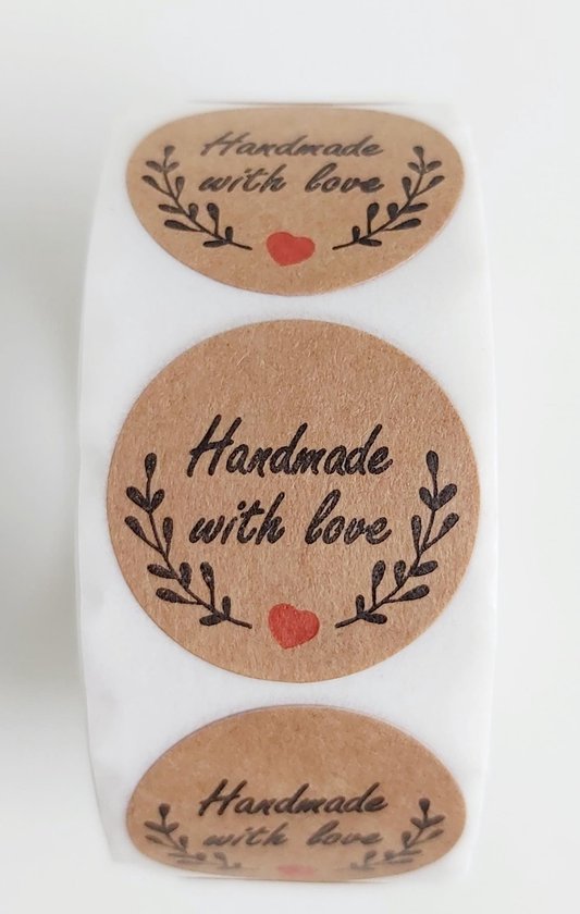 150 Kraft Stickers Handmade with Love bedrijfssticker papieren