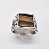 RVS goudkleurig ovale edelsteen ring met Onyx edelsteen maat 21. Geweldig cadeau te geven of zelf dragen.