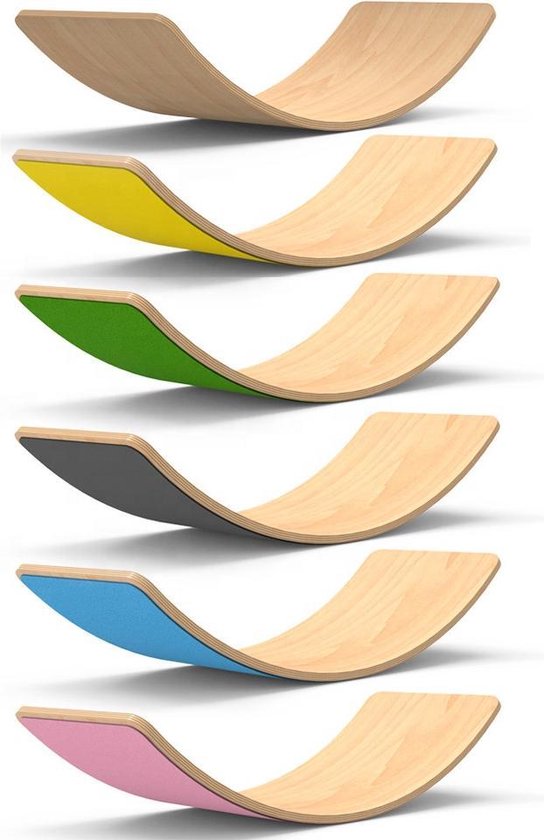 LOEF WAVE Original Balance board - Viv Yellow - balansbord - Balansspeelgoed XL | 2021 Model | Kind | Balanceerbord | Kinderen speelgoed | Houten balansbord Alternatief Wobbel board |