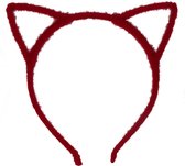 Jessidress® Haar Diadeem met harige katten oren Haarband - Rood