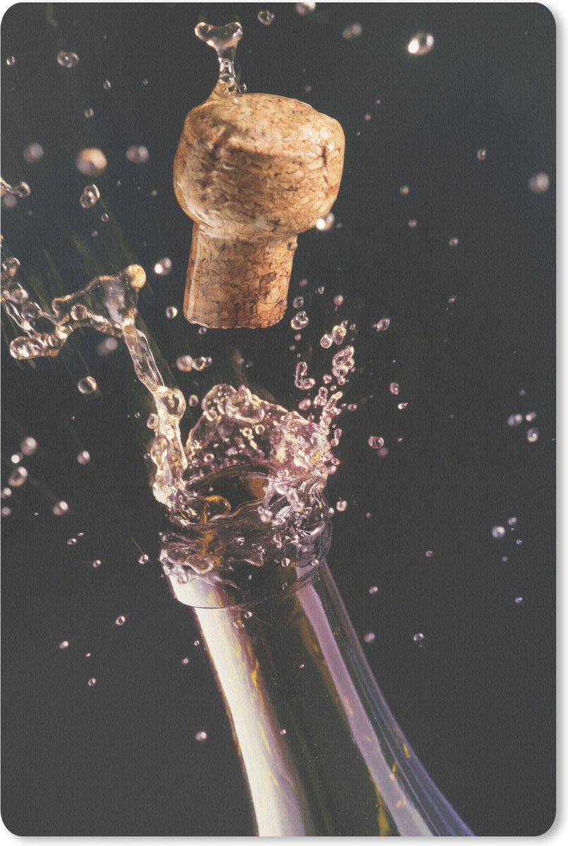 Muismat Kurk - Een kurk die uit een fles champagne schiet muismat rubber - 18x27 cm - Muismat met foto