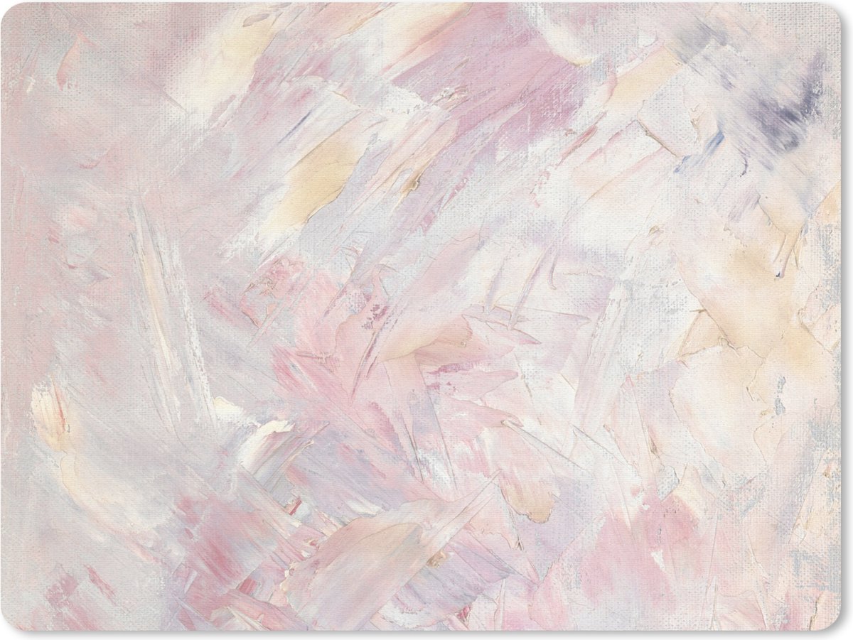 Muismat Schilderij van olie - Olieverfschilderij Roze muismat rubber - 23x19 cm - Muismat met foto