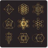 Muismat - Gouden geometrische vormen op een zwarte achtergrond - 20x20