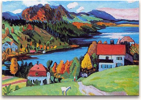 Handgeschilderd schilderij Olieverf op Canvas - Gabriële Munter - Staffelsee in Autumn