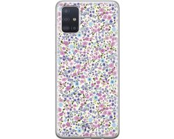 Hoesje geschikt voor Samsung Galaxy A71 - Paarse bloemen - Soft Case - TPU - Bloemen - Paars - Mooie Telefoonhoesjes