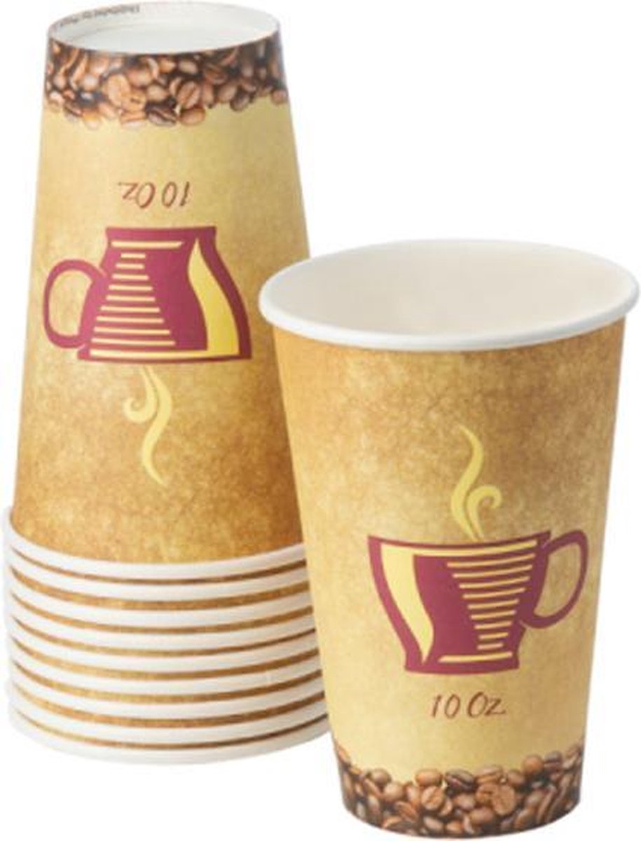 Kartonnen bekers 300ml - 100 stuks - koffie bekers - wegwerp papieren bekers