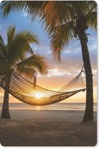Muismat Hangmat op het strand - Caribische eilanden met een strand en hangmat muismat rubber - 18x27 cm - Muismat met foto