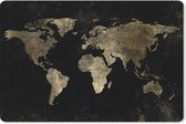 Muismat WereldkaartenKerst illustraties - Goudkleurige wereldkaart op een zwarte achtergrond met een beetje goud muismat rubber - 27x18 cm - Muismat met foto