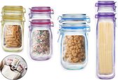 GEAR 3000® mason jar hersluitbare zakjes - herbruikbare boterhamzakjes - vershoudzakken - 8 stuks