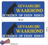 Gevaarlijke waakhond sticker set 2 stuks