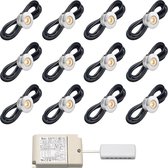 LED terrasoverkapping inbouwspot Aragon inclusief trafo - i.c.m. Somfy IO / veranda / carport / serre / LED buitenverlichting / 3W / dimbaar / warmwit - set van 12 stuks