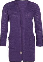 Knit Factory Luna Gebreid Vest Purple - Gebreide dames cardigan - Middellang vest reikend tot boven de knie - Paars damesvest gemaakt uit 30% wol en 70% acryl - 40/42 - Met steekzakken
