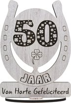 50 jaar - houten verjaardagskaart - wenskaart om iemand te feliciteren - kaart verjaardag 50 - 17.5 x 25 cm