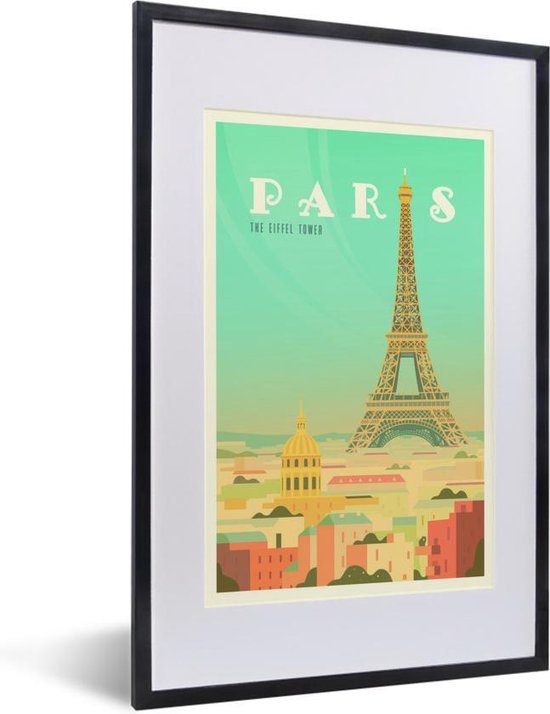 Fotolijst Poster - Illustratie van de Eiffeltoren in - 40x60 cm - Posterlijst | bol.com