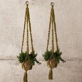 Macramé Plantenhanger Spicey Oker - set van 2 stuks - Katoen - Poefenzo