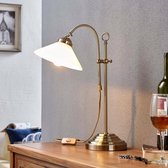 Lindby - Tafellamp - 1licht - glas, metaal - H: 60.5 cm - E14 - opaalwit glanzend, oud-messing