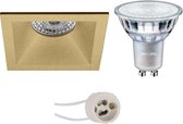 PHILIPS - LED Spot Set - MASTER 927 36D VLE - Primux Pollon Pro - GU10 Fitting - DimTone Dimbaar - Inbouw Vierkant - Mat Goud - 4.9W - Warm Wit 2200K-2700K - Verdiept - 82mm