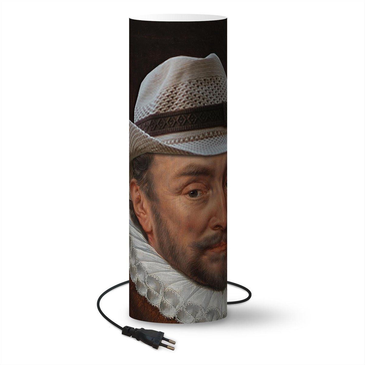 Lamp - Nachtlampje - Tafellamp slaapkamer - Willem van Oranje - Kunst - Hoed - 70 cm hoog - Ø22.3 cm - Inclusief LED lamp