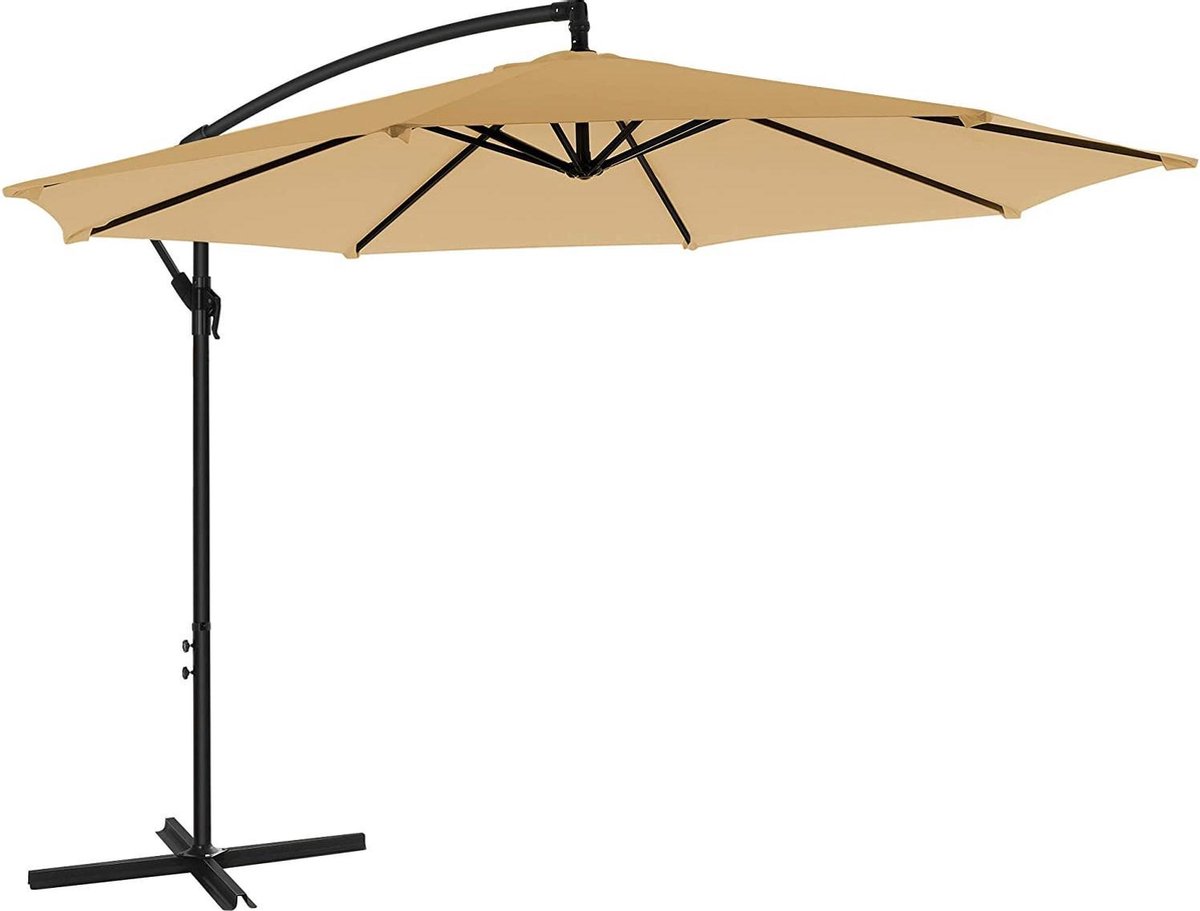Nancy's Edgewood Cantilever Parasol with UV Protection, UPF 50+, Flexible, Crank Mechanism - Beige/Taupe/Red/Grey/Blue - 300cm