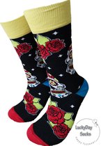 Verjaardag cadeautje - Dia del Mortesokken - Sokken - Leuke sokken - Vrolijke sokken - Luckyday Socks - Sokken met tekst - Aparte Sokken - Socks waar je Happy van wordt - Maat 40-4