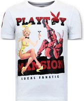 Exclusieve Heren T-shirt - The Playtoy Mansion - Wit